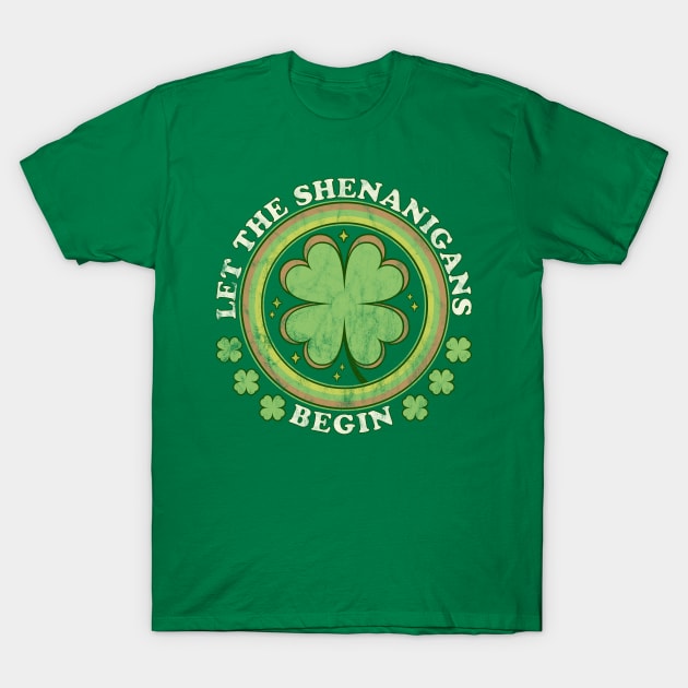 Let The Shenanigans Begin St Patricks Day Retro Vintage T-Shirt by OrangeMonkeyArt